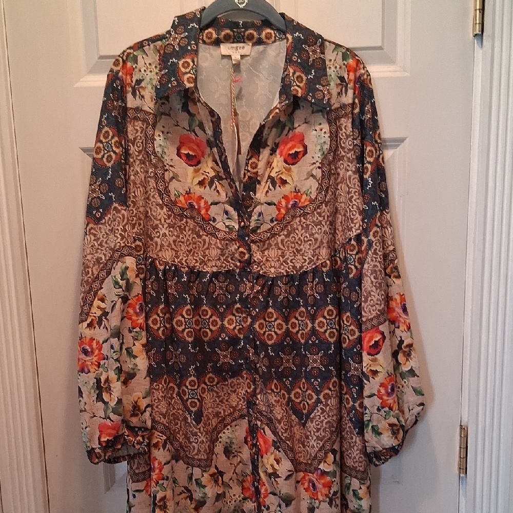 Umgee Multicolor Floral Button-Up Blouse